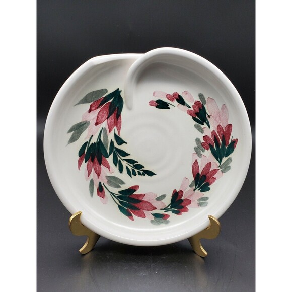 Clay Works Halifax N S Canada Pottery Dish Plate Flowers Unusual - Picture 11 of 12